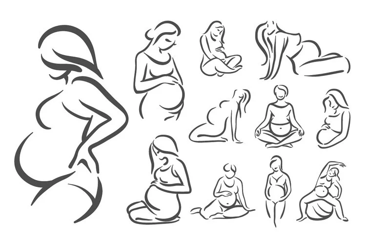 pregnant silhouette multiple yoga positions