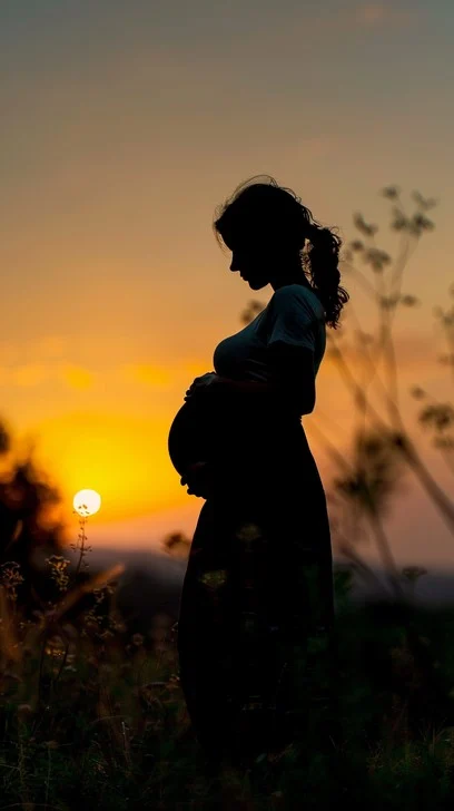 pregnant silhouette sunset